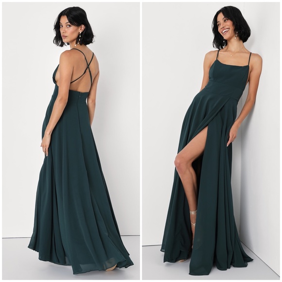 Lulus Dresses & Skirts - NWT Lulu's Dreamy Romance Forest Green Backless Maxi Dress Large